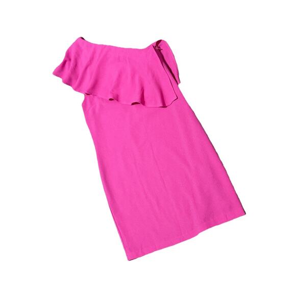 Charles Henry One Shoulder Mini Dress Sz Small Pink Ruffled Short Asymmetrical - Picture 1 of 7